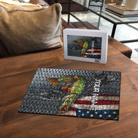 Pike Fishing Puzzle with American Flag and Realistic Fish Scale Texture Design - Wonder Print Shop