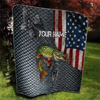 Pike Fishing Quilt with American Flag and Realistic Fish Scale Texture Design - Wonder Print Shop