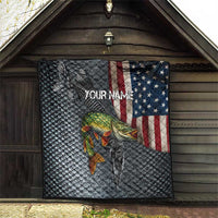 Pike Fishing Quilt with American Flag and Realistic Fish Scale Texture Design - Wonder Print Shop
