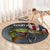 Pike Fishing Round Carpet with American Flag and Realistic Fish Scale Texture Design - Wonder Print Shop
