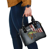 Pike Fishing Shoulder Handbag with American Flag and Realistic Fish Scale Texture Design - Wonder Print Shop