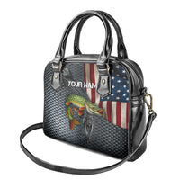 Pike Fishing Shoulder Handbag with American Flag and Realistic Fish Scale Texture Design - Wonder Print Shop