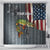 Pike Fishing Shower Curtain with American Flag and Realistic Fish Scale Texture Design - Wonder Print Shop