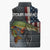 Pike Fishing Sleeveless Puffer Jacket with American Flag and Realistic Fish Scale Texture Design - Wonder Print Shop