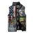 Pike Fishing Sleeveless Puffer Jacket with American Flag and Realistic Fish Scale Texture Design - Wonder Print Shop