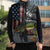 Pike Fishing Sleeveless Puffer Jacket with American Flag and Realistic Fish Scale Texture Design - Wonder Print Shop