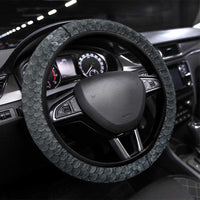 Pike Fishing Steering Wheel Cover with American Flag and Realistic Fish Scale Texture Design - Wonder Print Shop