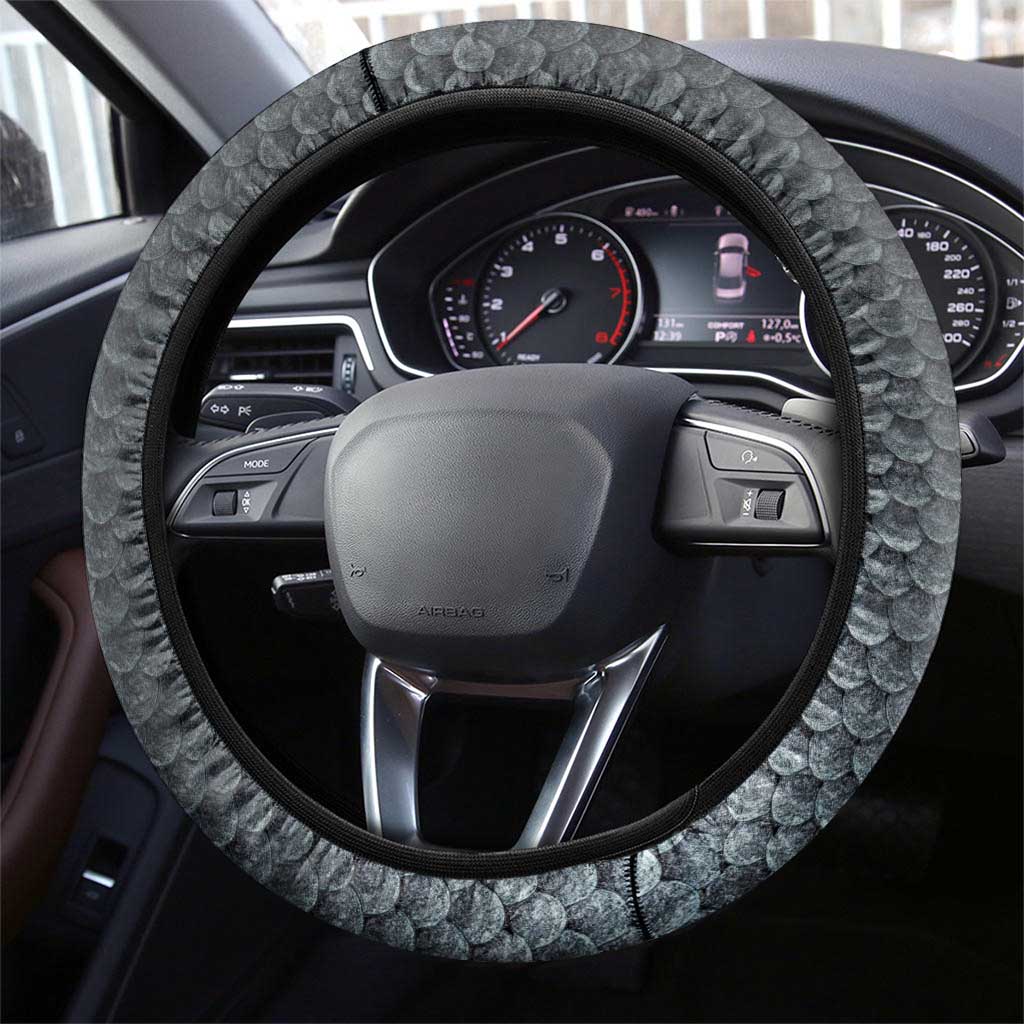 Pike Fishing Steering Wheel Cover with American Flag and Realistic Fish Scale Texture Design - Wonder Print Shop