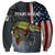 Pike Fishing Sweatshirt with American Flag and Realistic Fish Scale Texture Design - Wonder Print Shop
