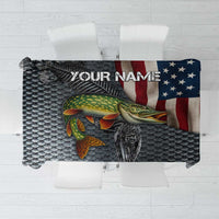 Pike Fishing Tablecloth with American Flag and Realistic Fish Scale Texture Design - Wonder Print Shop