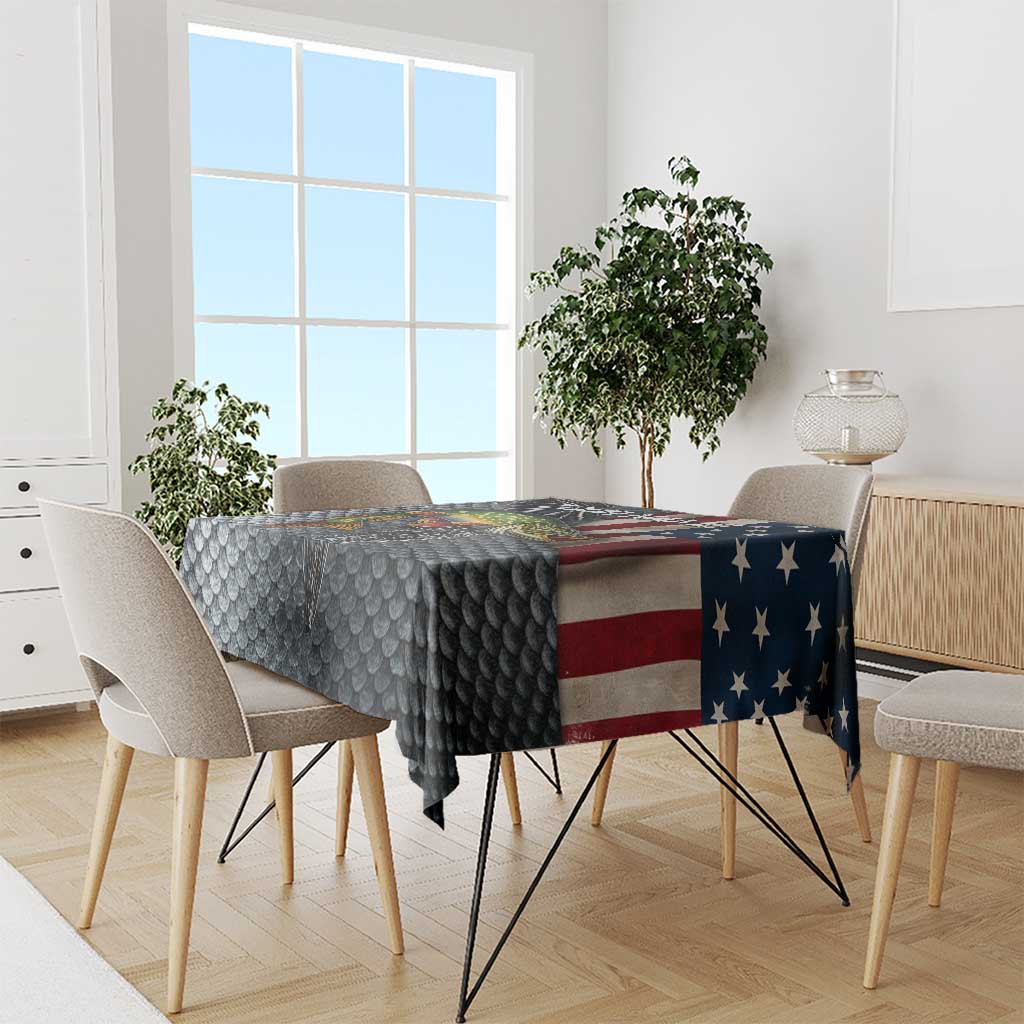 Pike Fishing Tablecloth with American Flag and Realistic Fish Scale Texture Design - Wonder Print Shop