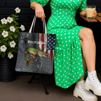Pike Fishing Tote Bag with American Flag and Realistic Fish Scale Texture Design - Wonder Print Shop
