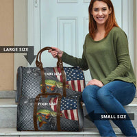 Pike Fishing Travel Bag with American Flag and Realistic Fish Scale Texture Design - Wonder Print Shop