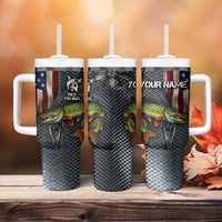 Pike Fishing Tumbler With Handle with American Flag and Realistic Fish Scale Texture Design - Wonder Print Shop