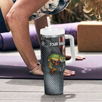 Pike Fishing Tumbler With Handle with American Flag and Realistic Fish Scale Texture Design - Wonder Print Shop