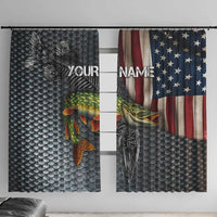 Pike Fishing Window Curtain with American Flag and Realistic Fish Scale Texture Design - Wonder Print Shop