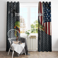 Pike Fishing Window Curtain with American Flag and Realistic Fish Scale Texture Design - Wonder Print Shop