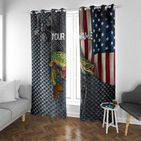 Pike Fishing Window Curtain with American Flag and Realistic Fish Scale Texture Design - Wonder Print Shop