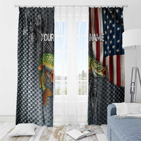 Pike Fishing Window Curtain with American Flag and Realistic Fish Scale Texture Design - Wonder Print Shop