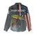 Pike Fishing Women Casual Shirt with American Flag and Realistic Fish Scale Texture Design - Wonder Print Shop