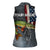 Pike Fishing Women Sleeveless Polo Shirt with American Flag and Realistic Fish Scale Texture Design - Wonder Print Shop