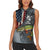 Pike Fishing Women Sleeveless Polo Shirt with American Flag and Realistic Fish Scale Texture Design - Wonder Print Shop