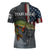 Pike Fishing Zipper Polo Shirt with American Flag and Realistic Fish Scale Texture Design - Wonder Print Shop