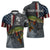 Pike Fishing Zipper Polo Shirt with American Flag and Realistic Fish Scale Texture Design - Wonder Print Shop