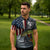 Pike Fishing Zipper Polo Shirt with American Flag and Realistic Fish Scale Texture Design - Wonder Print Shop