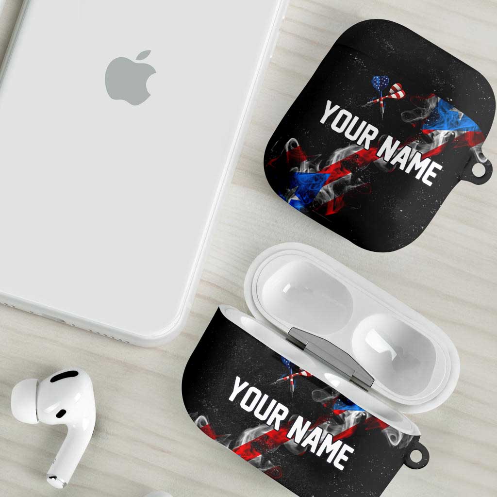 American Flag Smoke Trail AirPods Case with Dartboard and Crossed Darts Graphic Design - Wonder Print Shop