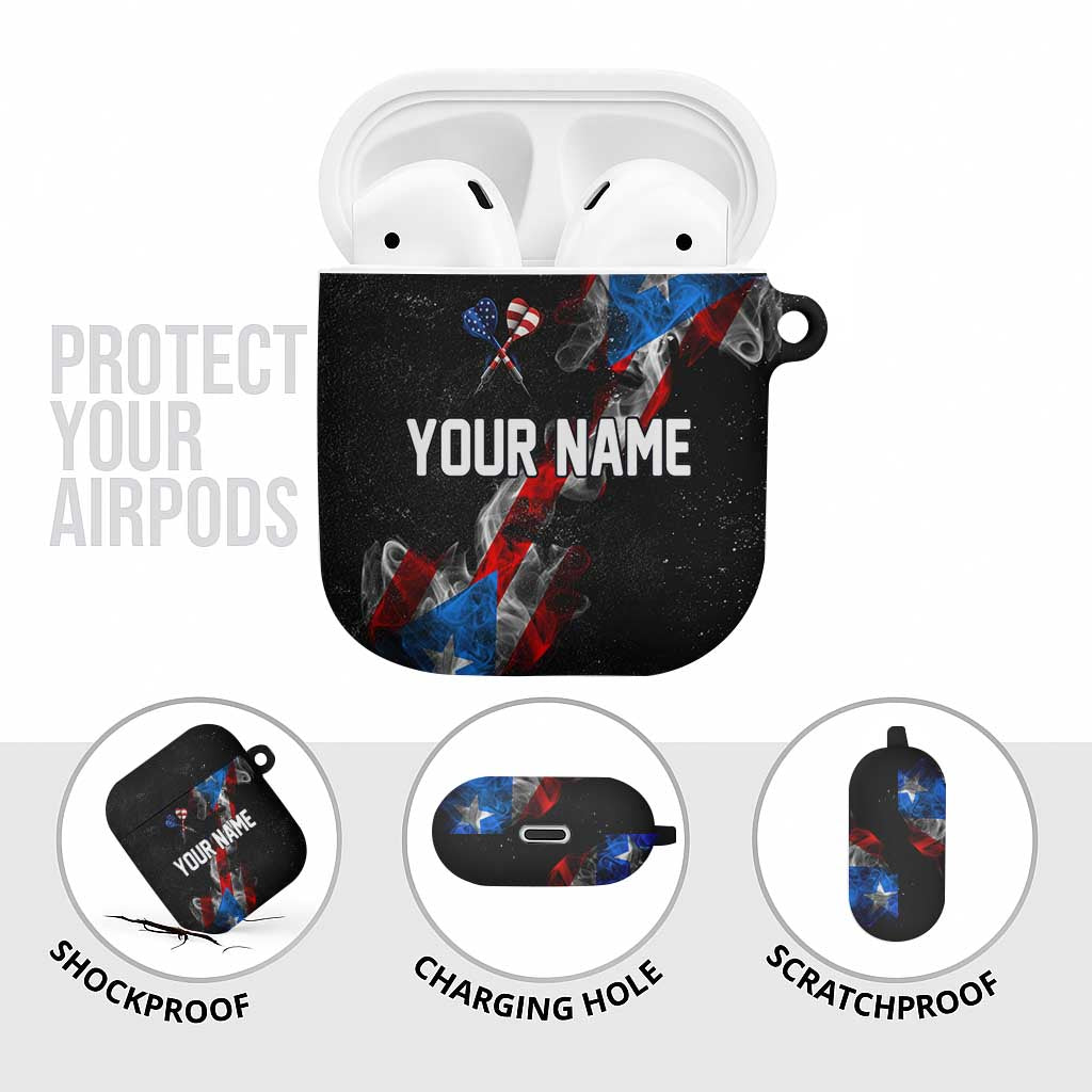 American Flag Smoke Trail AirPods Case with Dartboard and Crossed Darts Graphic Design - Wonder Print Shop