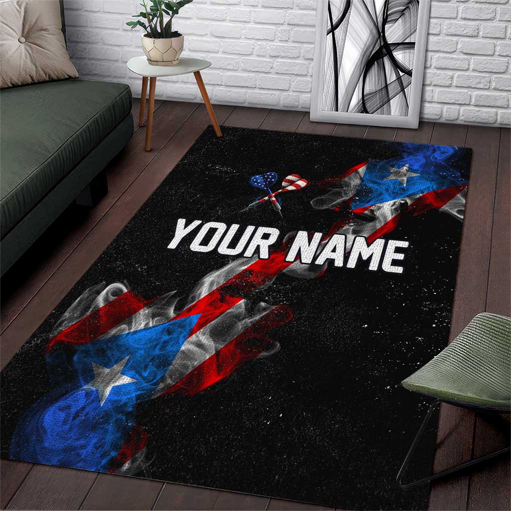 American Flag Smoke Trail Area Rug with Dartboard and Crossed Darts Graphic Design - Wonder Print Shop