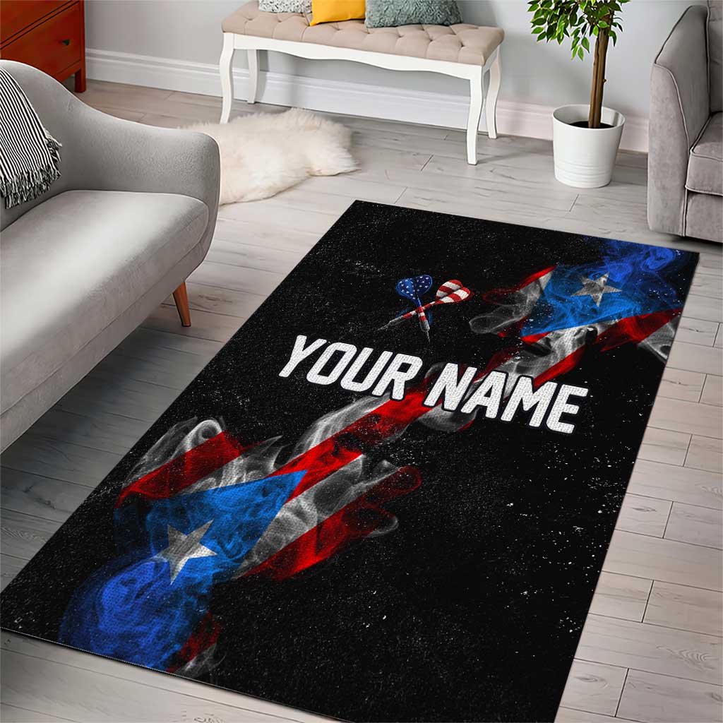 American Flag Smoke Trail Area Rug with Dartboard and Crossed Darts Graphic Design - Wonder Print Shop