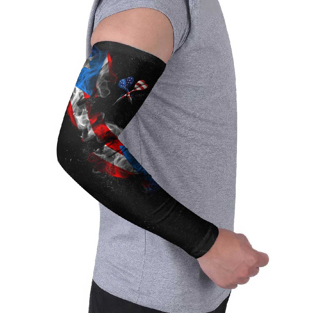 American Flag Smoke Trail Arm Sleeves with Dartboard and Crossed Darts Graphic Design - Wonder Print Shop