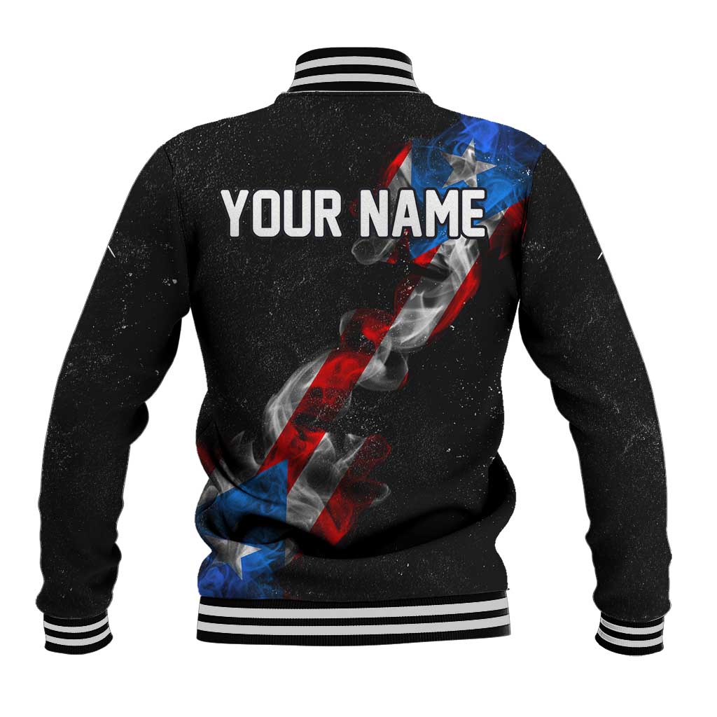 American Flag Smoke Trail Baseball Jacket with Dartboard and Crossed Darts Graphic Design - Wonder Print Shop