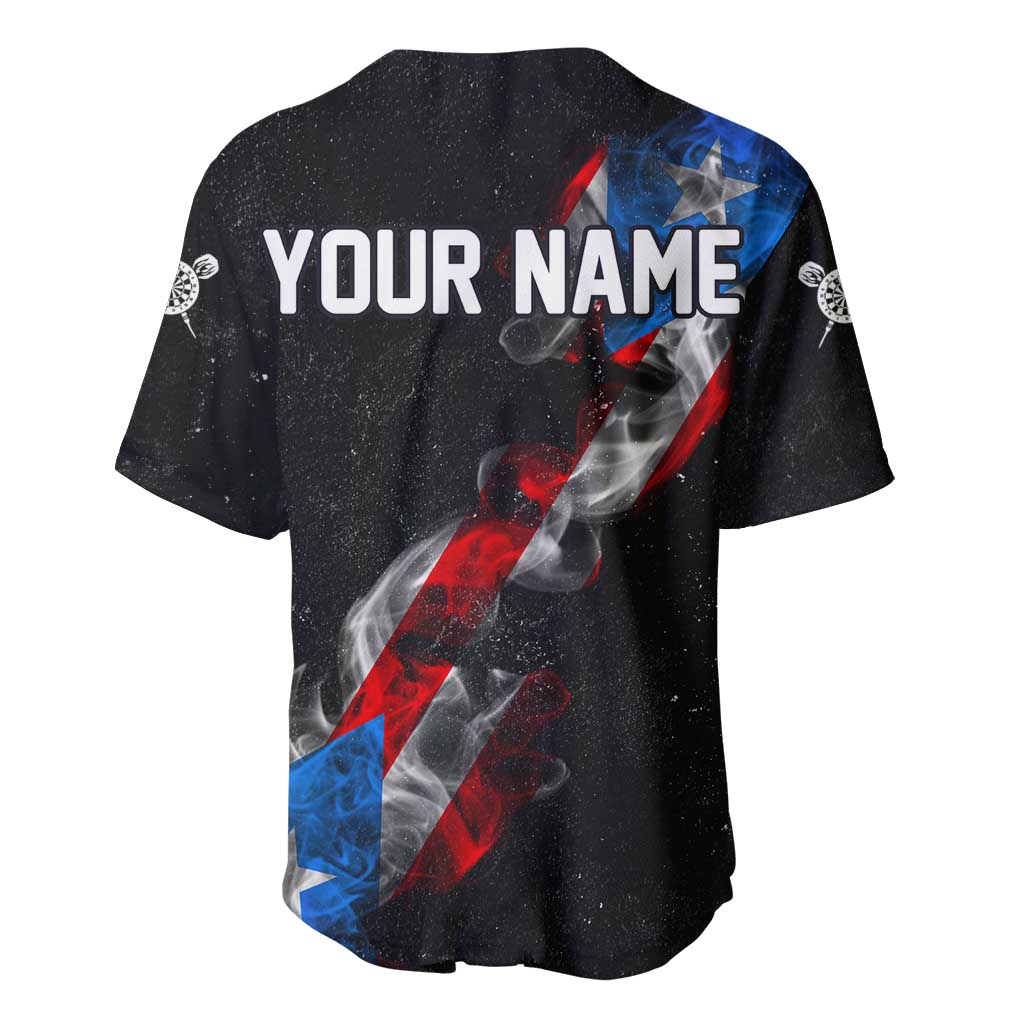 American Flag Smoke Trail Baseball Jersey with Dartboard and Crossed Darts Graphic Design - Wonder Print Shop