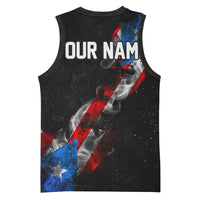 American Flag Smoke Trail Basketball Jersey with Dartboard and Crossed Darts Graphic Design - Wonder Print Shop