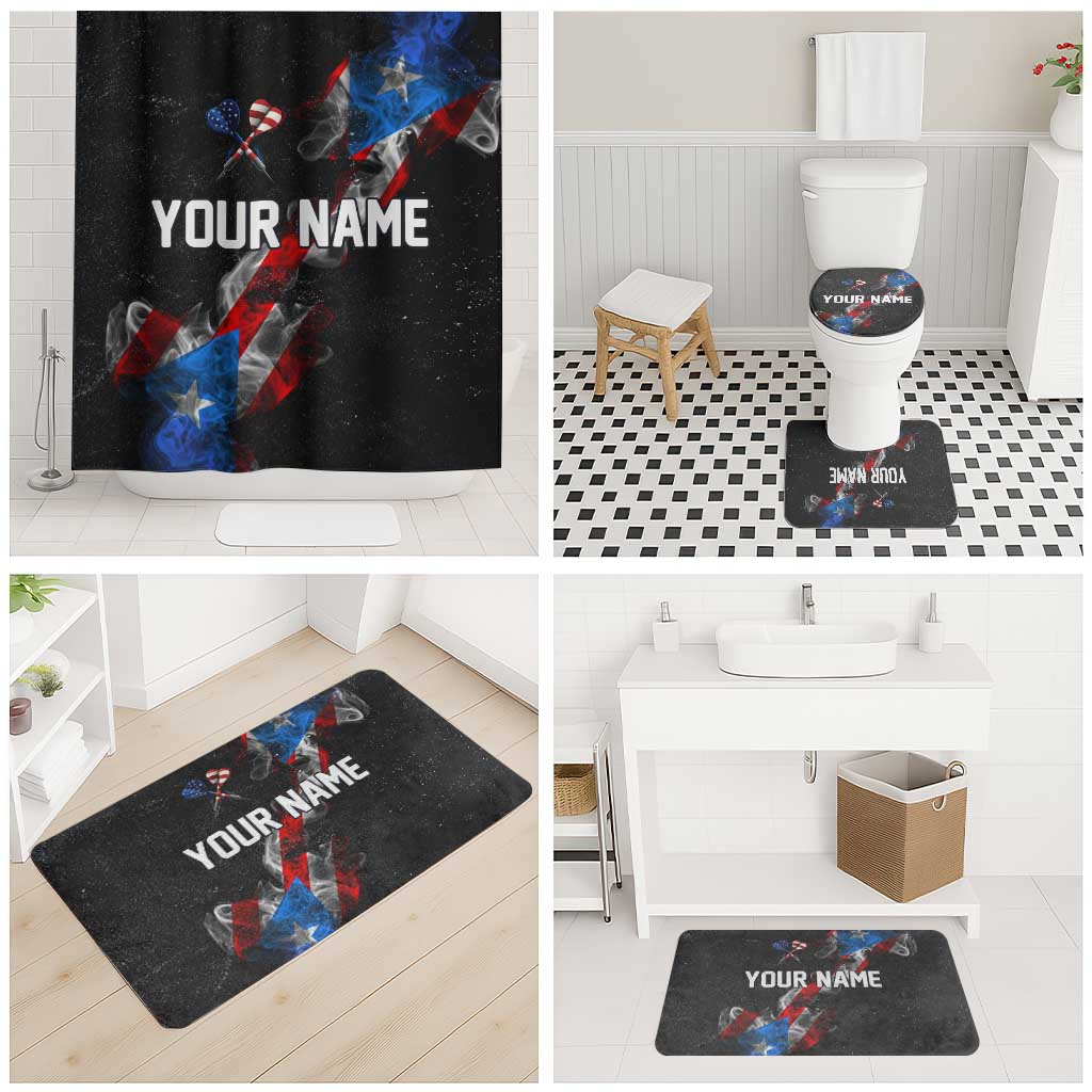 American Flag Smoke Trail Bathroom Set with Dartboard and Crossed Darts Graphic Design - Wonder Print Shop