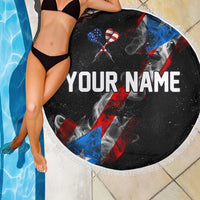 American Flag Smoke Trail Beach Blanket with Dartboard and Crossed Darts Graphic Design - Wonder Print Shop