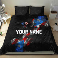 American Flag Smoke Trail Bedding Set with Dartboard and Crossed Darts Graphic Design - Wonder Print Shop