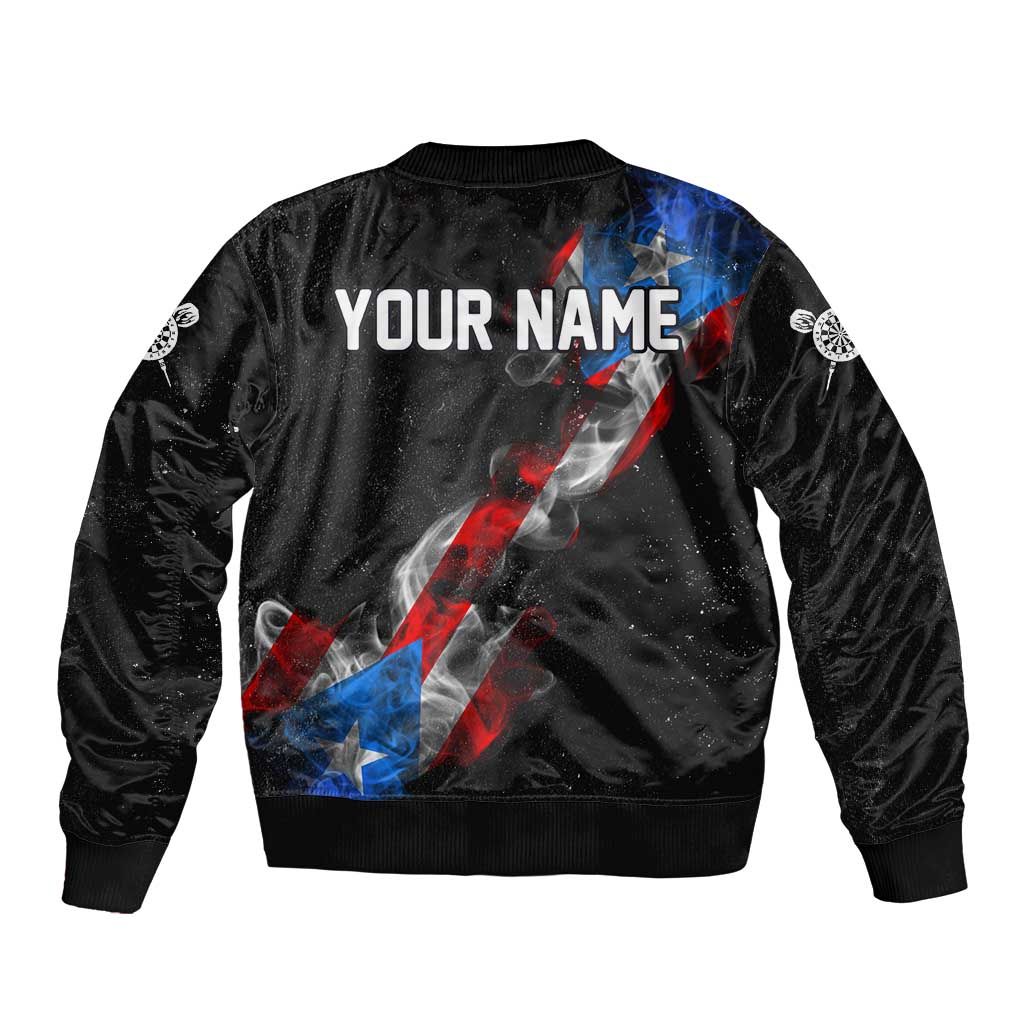 American Flag Smoke Trail Bomber Jacket with Dartboard and Crossed Darts Graphic Design - Wonder Print Shop