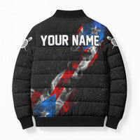 American Flag Smoke Trail Bomber Puffer Jacket with Dartboard and Crossed Darts Graphic Design - Wonder Print Shop