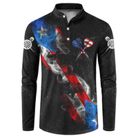 American Flag Smoke Trail Button Sweatshirt with Dartboard and Crossed Darts Graphic Design - Wonder Print Shop