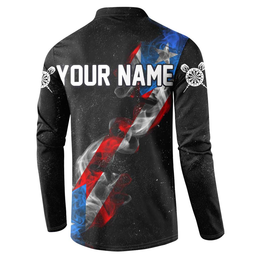 American Flag Smoke Trail Button Sweatshirt with Dartboard and Crossed Darts Graphic Design - Wonder Print Shop