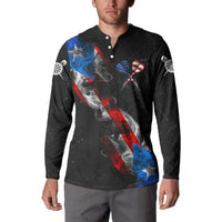 American Flag Smoke Trail Button Sweatshirt with Dartboard and Crossed Darts Graphic Design - Wonder Print Shop
