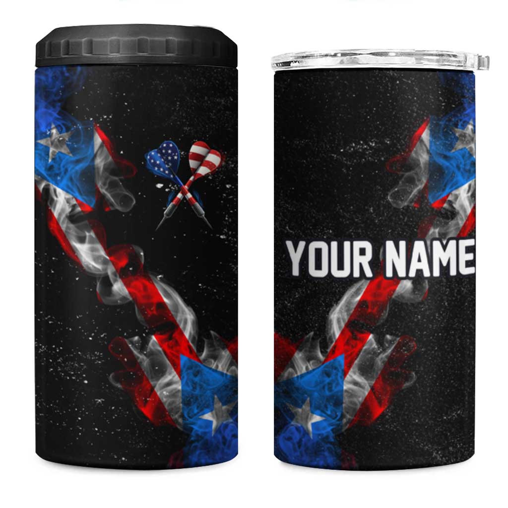 American Flag Smoke Trail 4 in 1 Can Cooler Tumbler with Dartboard and Crossed Darts Graphic Design - Wonder Print Shop