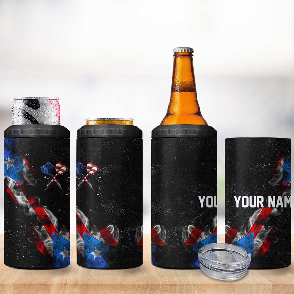American Flag Smoke Trail 4 in 1 Can Cooler Tumbler with Dartboard and Crossed Darts Graphic Design - Wonder Print Shop