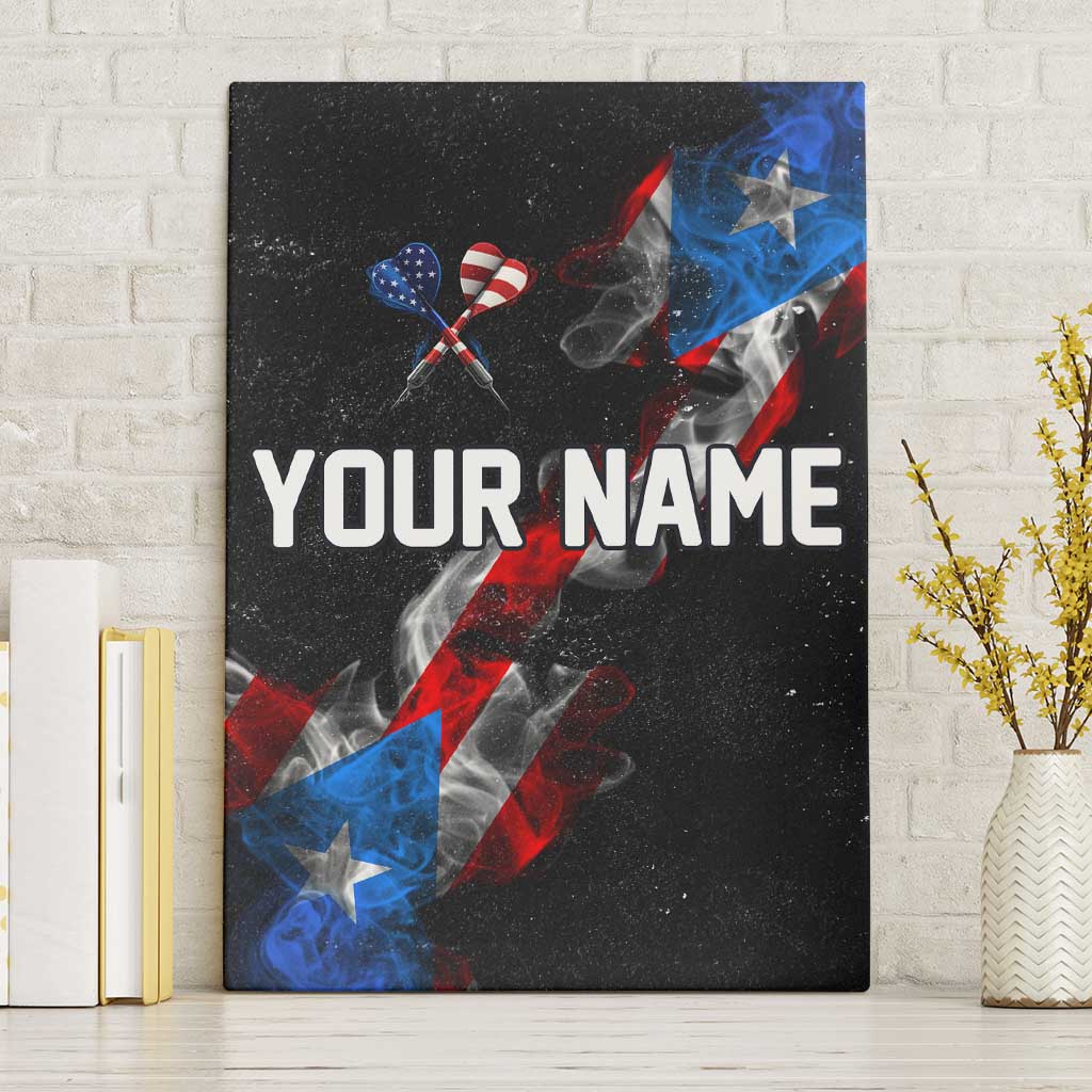 American Flag Smoke Trail Canvas Wall Art with Dartboard and Crossed Darts Graphic Design - Wonder Print Shop