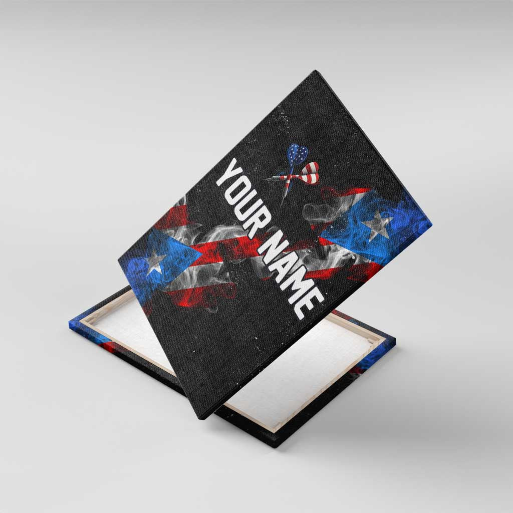 American Flag Smoke Trail Canvas Wall Art with Dartboard and Crossed Darts Graphic Design - Wonder Print Shop