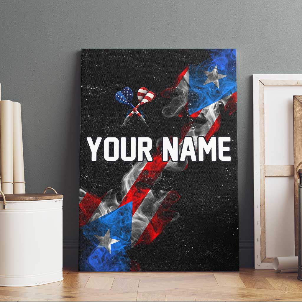 American Flag Smoke Trail Canvas Wall Art with Dartboard and Crossed Darts Graphic Design - Wonder Print Shop
